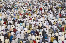 people gathered at mosque for  prayer meeting 