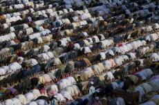 people bow down for prayer at jama masjid 