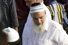 people gathered at mosque for eid prayer