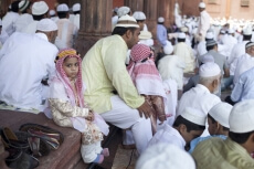 men at mosque during eid celebrations 