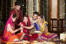 couples doing pooja on diwali