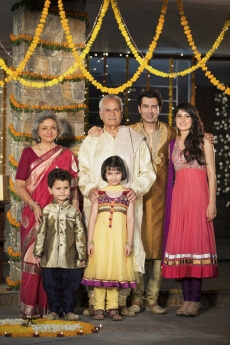 family celebrating diwali