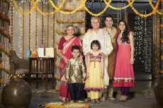 family celebrating diwali