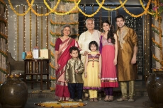 family celebrating diwali