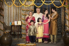 family celebrating diwali