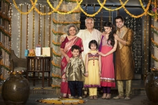 family celebrating diwali