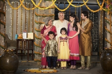 family celebrating diwali