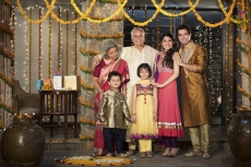 family celebrating diwali