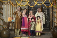 family talking on mobile phones 