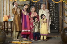 family talking on mobile phones 