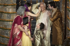 family doing diwali pooja 