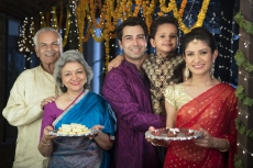 family celebrating festival
