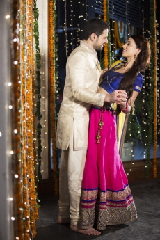 couple posing on the occasion of diwali 