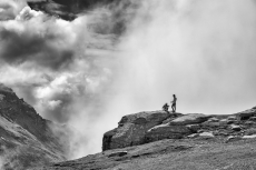 Trekkers by the cliff
