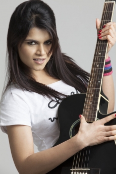 woman playing guitar
