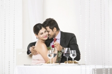couple in romantic mood on dinner date