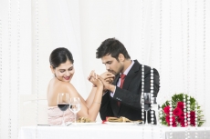 couple having romance on romantic dinner 