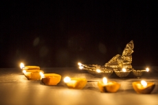lord ganesha and diyas for diwali celebrations 