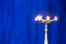 lighting lamp against blue background
