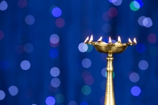 lighting lamp against blue background