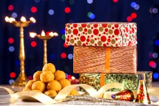 lighting lamp and gifts on diwali 