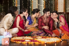 couples gossiping at diwali party