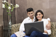 young couple having leisure time at home