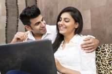 young couple in jolly mood 