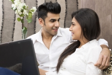 couple in romantic mood looking at each other 