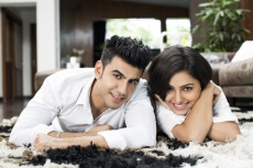 couple posing in jolly mood 