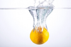 orange immersed in water