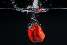 red capsicum in water 