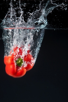 red capsicum in water 