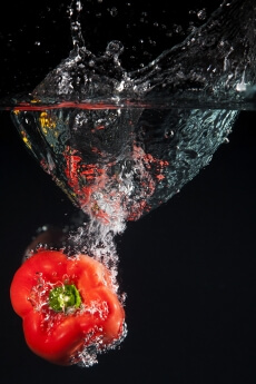 red capsicum in water 