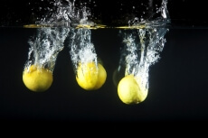 lemons dipped in water 