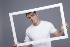 man looking through the frame 