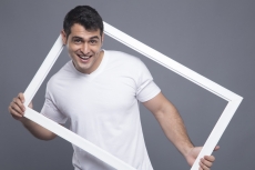 man looking through the frame 