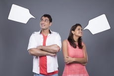 surprised couple with thought box 