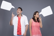 surprised couple with thought box 