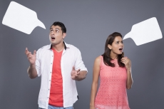 surprised couple with thought box 