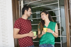 couple having coffee at home