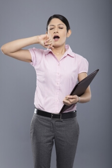 female employee tired with boredom