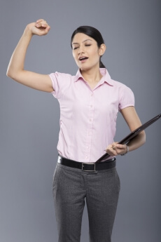 young businesswoman bored and yawning