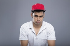 man with childlike expressions 