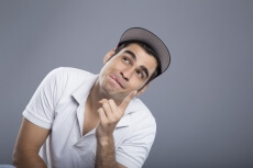 man with childlike expressions 