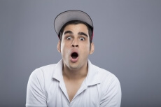 man in casual clothing surprised 