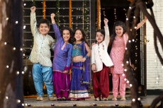 young group of kids celebrating diwali