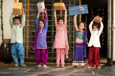 kids offering gift on diwali  