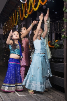 kids playing with water bubbles  
