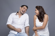 couple laughing together 